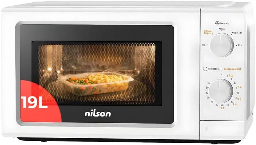NILSON Microondas NMW2701, 19 L, 700 W, 5 programas, temporizador, microondas, branco, 30 minutos Temporizador, 19L, 700W, Mecânica, Instalação livre