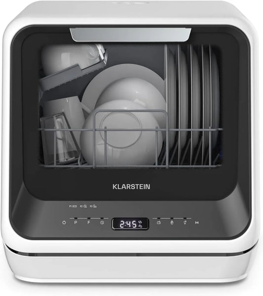 KLARSTEIN Máquina de lavar loiça, 5 L, 7 programas, 58 dB, classe E de energia, portátil, grande tanque, silencioso, preto, 5L Reservatório ou Conexão