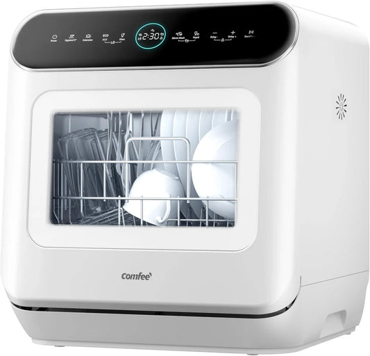 Máquina de lavar loiça, 7 programas, Comfee' MFD42S110W-IT 24h, higiene, toque, branco, 72°C Higiene de lavagem, ecrã LED, 3 talheres, 24h