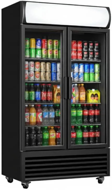 Générique Temperatura do produto +1°C, +10°C, Gabinete de bebidas genérico 2 portas encaixadas 568L, Iluminação LED, 8 grades ajustável