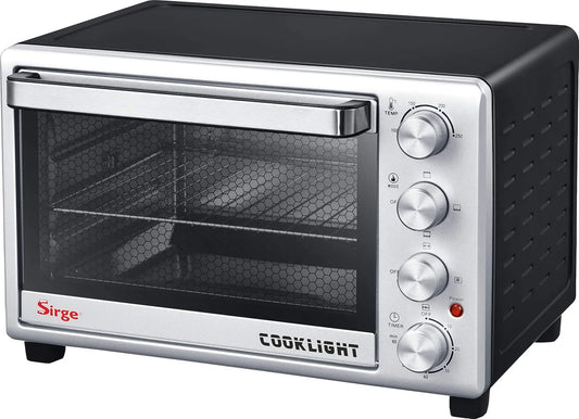 Forno eléctrico, 28 L, 1500 W, Sirge FORNO28CL, Sirge FORNO28CL Forno eléctrico com luz interior Ventilado 28 L 1500 W com duplo