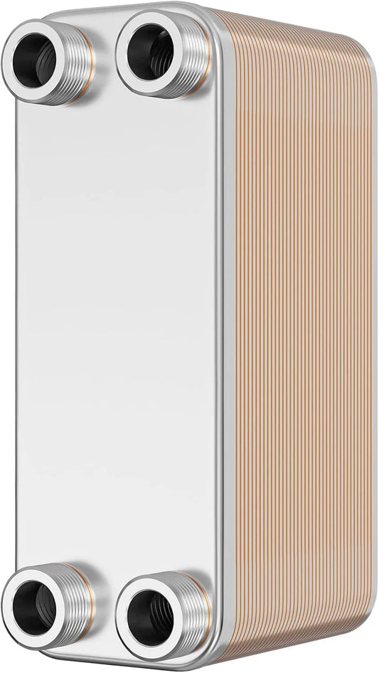 Produto 286 x 116 x 1086 mm, trocador de calor WilTec com 40 placas, máx. 230 kW, 2 l por passagem, aço inoxidável, para a água solar