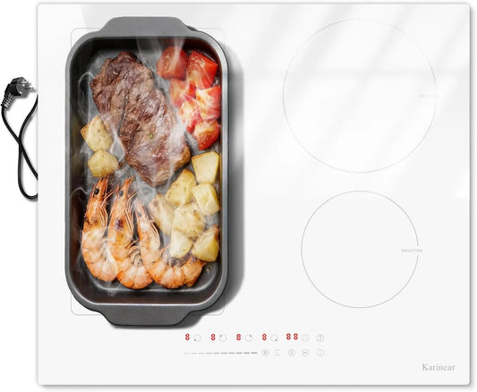 Placa de indução, 60CM, 4 lareiras, 3500 W, mesa de indução de cozinha, área flexível, Boost, travamento, recessível, temporizador, placa Karinear