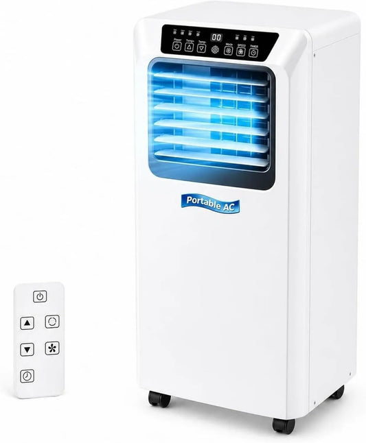 HUANQIN Ar condicionado 7000BTU, Timer, 9000 BTU Cools 20 M2, Mobile Ar condicionado 5000/7000, comando à distância, Unidade de AC inteligente com modos de refrigeração