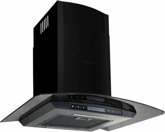 Homgoday Modelo 50709, 60 cm, 756 m3/h, capa de cozinha, exterior, instalação de parede, decoração da sala, aço inoxidável, preto