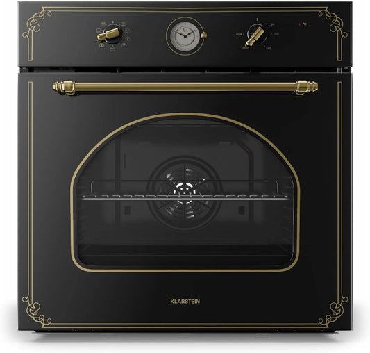 KLARSTEIN Forno elétrico, 70 L, 9 programas, 50 a 250 °C, encastrado, temporizador, removível, preto, 10 níveis, forno retro