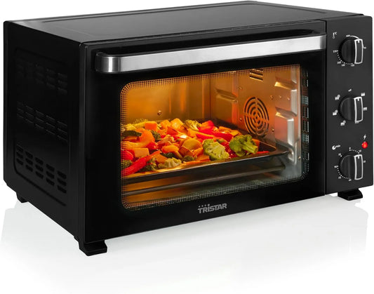 Tristar OV-3660, 38 L, 1800 W, Timer, Grill, Calor Turnável com 6 Modos, 90 minutos Timer, Porta de vidro duplo