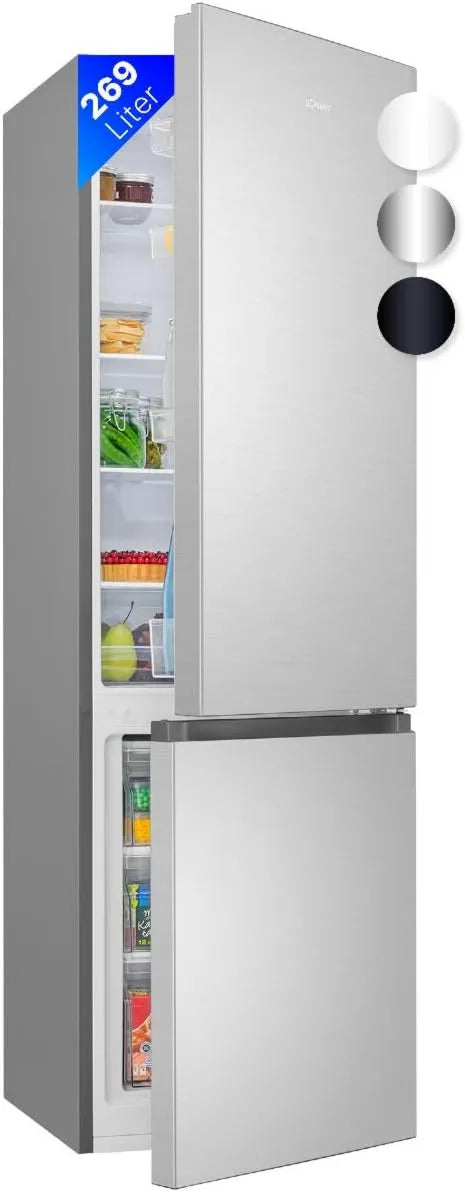 Bomann Congelador, 269 L, iluminação LED, 2 zonas de temperatura, aço inoxidável, armário congelador, grande capacidade, aço inoxidável, controlo de