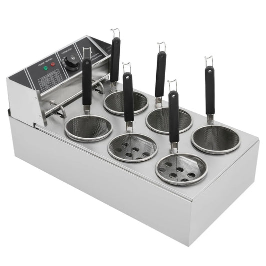KiwiHood Cozinhador com forno, 20 L, 2000 W, profissional, restaurante, 2 zonas de temperatura, aço inoxidável, 6 cestas, fogão de massas elétrica 2000