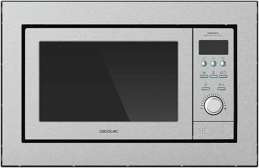Cecotec GrandHeat 2500 Microondas, 31, 5cm, 25 L, 900/1000 W, 8 programas, toque, encastrado, timer, grelha, descongelamento, microondas