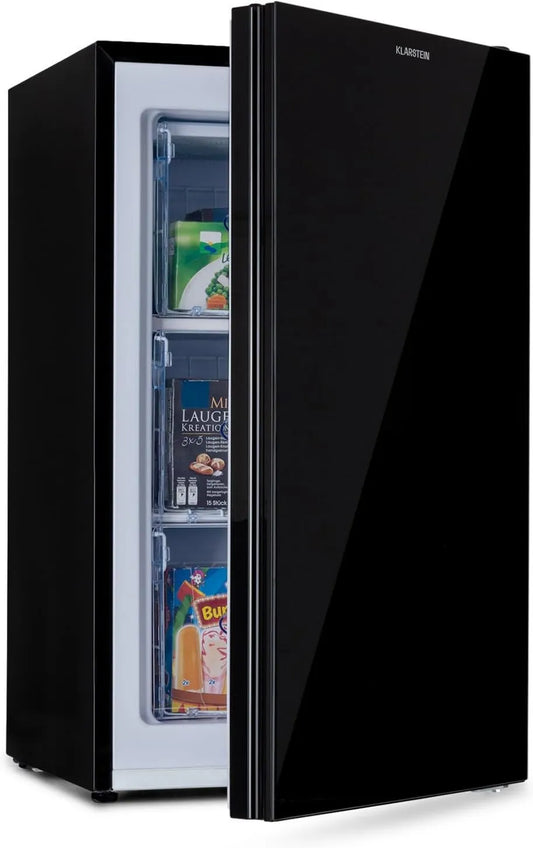 KLARSTEIN Congelador, 60 L, 1 lareira, 0 a -18 °C, termostato, silencioso, armário congelador, preto, congelador 1 área de refrigeração, volume 60
