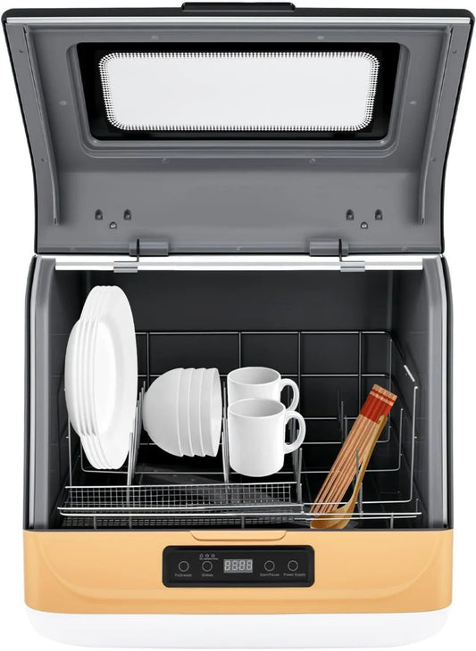 RjcdOPL Máquina de lavar loiça, 45x40x44, 8 cm, 3 programas, vapor, camping, Apartamentos, autocaravanas, 4 a 6 talheres, Intensivo, Padrão, Rápido, Para Pequeno