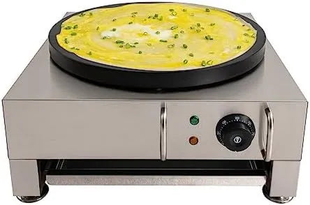 MJMLUCK Produto Grande Hotplate com prateleira de madeira e gaveta de resíduos, crepeer elétrico de 40 cm, temperatura ajustável de 50 a 350 °C, para
