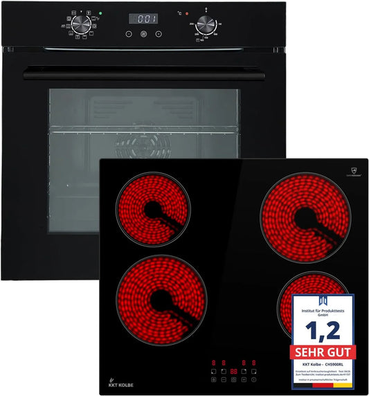 KKT KOLBE Cozinha com forno BO7005FB CH5900RL, 60 cm, recesso, travamento, stand-alone, grelha, pizza, placa de cozinha 59 cm, SET7005FBCH5900RL, Grill