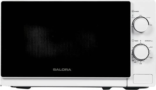 Microondas, 20 L, 700 W, SALORA 20MSM700, temporizador, camping, descongelamento, Plateau Touring 255 mm, Temporizador 35 min, 5 Potência, Forno de microondas
