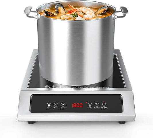 ANHANE Placa de indução, 2000 W, 220 V, mesa de cozinha de indução, toque, temporizador, profissional, restaurante, camping, aço inoxidável, camping