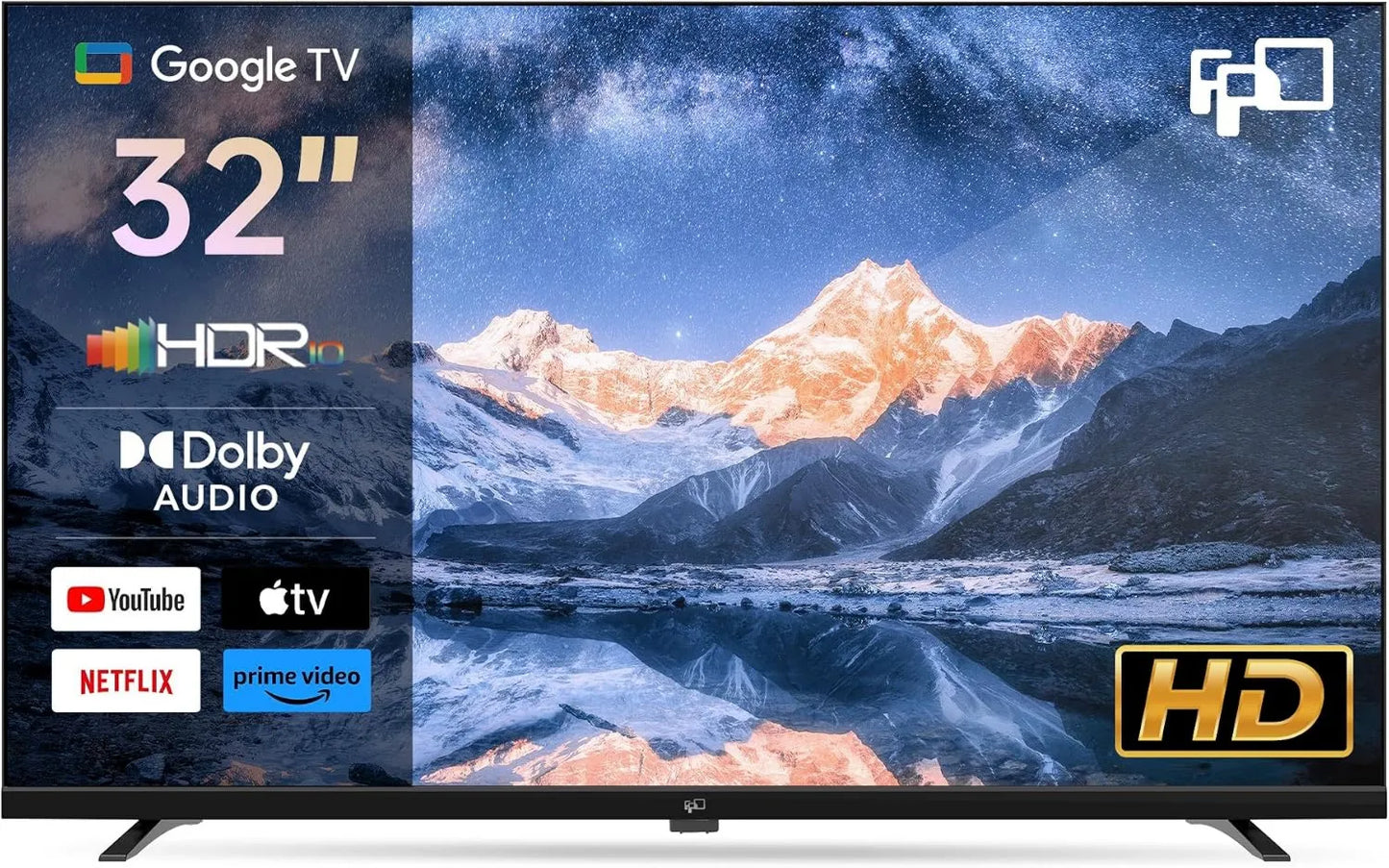 FPD Google 720p Smart TV, 32 polegadas, TV, HDR, som Dolby, HDR 10, Dolby Audio, 81 cm, Televisão HD, Google TV com Google Play, Comando à distância