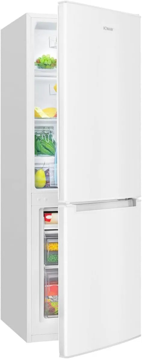 Bomann Congelador, 173 L, iluminação LED, armário congelador, branco, frigorífico 121 L, congelador 52 L, bandeja de vegetais, alarme de abertura
