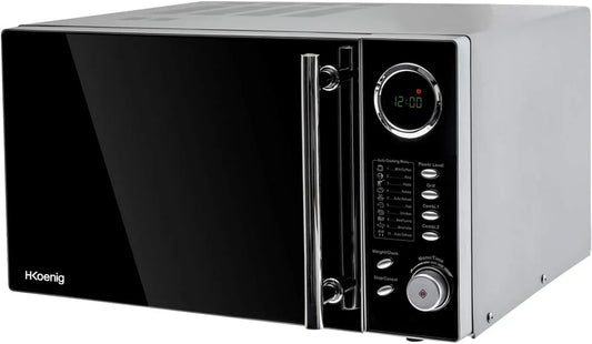 Microondas, 27cm, 25L, 1000W, H.Koenig VIO9 30min, temporizador, ecrã LCD, descongelamento, preto, 10 modos de cozinhar, 25L, 1000W, ecrã LCD