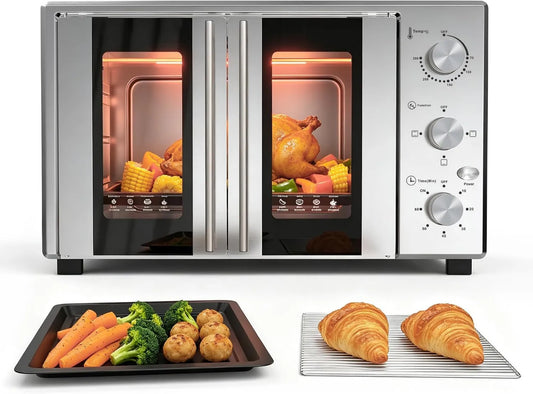 GTKZW Forno elétrico de pizza, 38 L, 1600 W, temporizador, compacto, pastelaria, termostato, 3 modos de aquecimento, 38L Mini forno elétrico, Forno de dupla posse