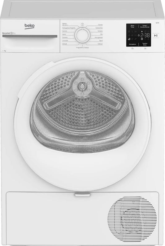 Beko BMT73EW Dryer, 54, 5 cm, 12 programas, 7 kg, classe energética D, livre, autónomo, branco, H 84, 6 x W 59, 8 x D 54