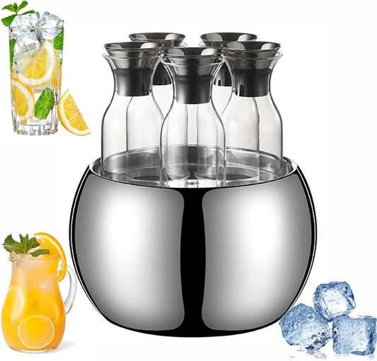 Generic Produto 5 L com 5 garrafas de vidro, caixa de bebida Grande capacidade de 6, balde de bebida Refrigerante, recipientes de bebida sumo dispensadores
