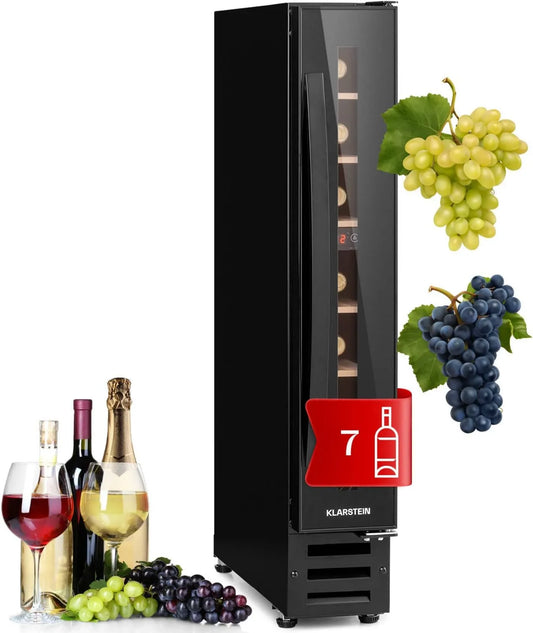 KLARSTEIN adega elétrica, 20 L, 7 garrafas, encastrado, ao ar livre, Bar interior, 20L adegas com porta de vidro, adega com vidro