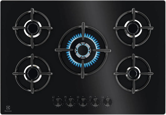 Electrolux modelo EGG75372K, mesa de cozinha Gás 75cm 5 zonas pretas - EGG75372K, grades de ferro fundido, 75 cm