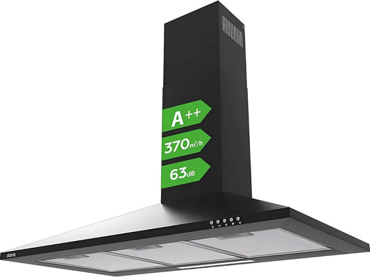 CIARRA ASB9201 CBCF002x2 exaustor, 90 cm, 370 m3/h, 63 dB, classe energética A, capa de cozinha, evacuação e reciclagem, 3 velocidades