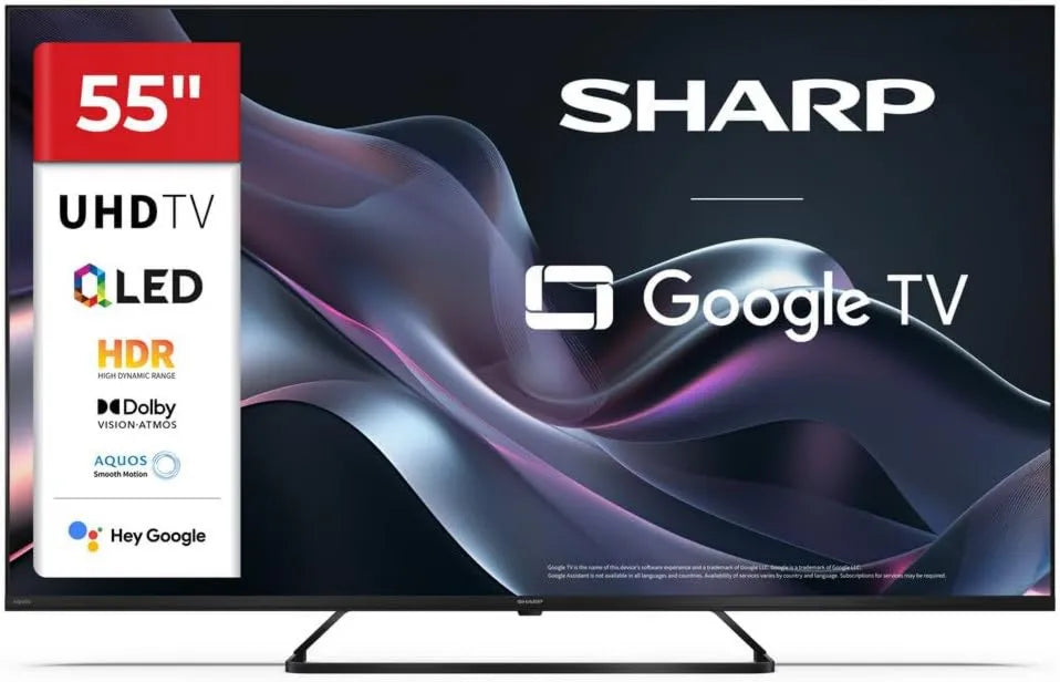Sharp Google 55HP6265E Smart TV, 55 polegadas, TV, 4K UHD, QLED, som Dolby, Série HP