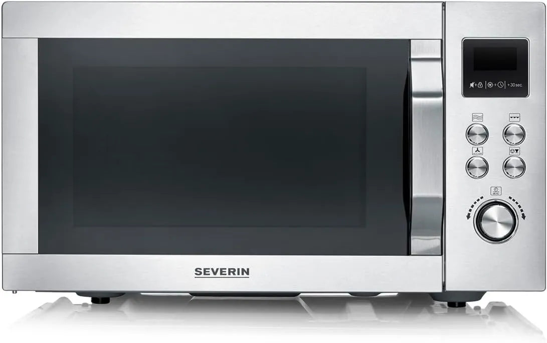 Severin 4-em-1 Microondas, 25 L, 10 programas, grelha, aço inoxidável, microondas, Microondas com 10 níveis de potência, MW 7982, Aço inoxidável