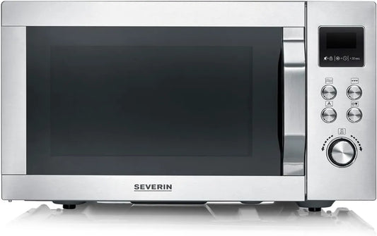 Severin 4-em-1 Microondas, 25 L, 10 programas, grelha, aço inoxidável, microondas, Microondas com 10 níveis de potência, MW 7982, Aço inoxidável