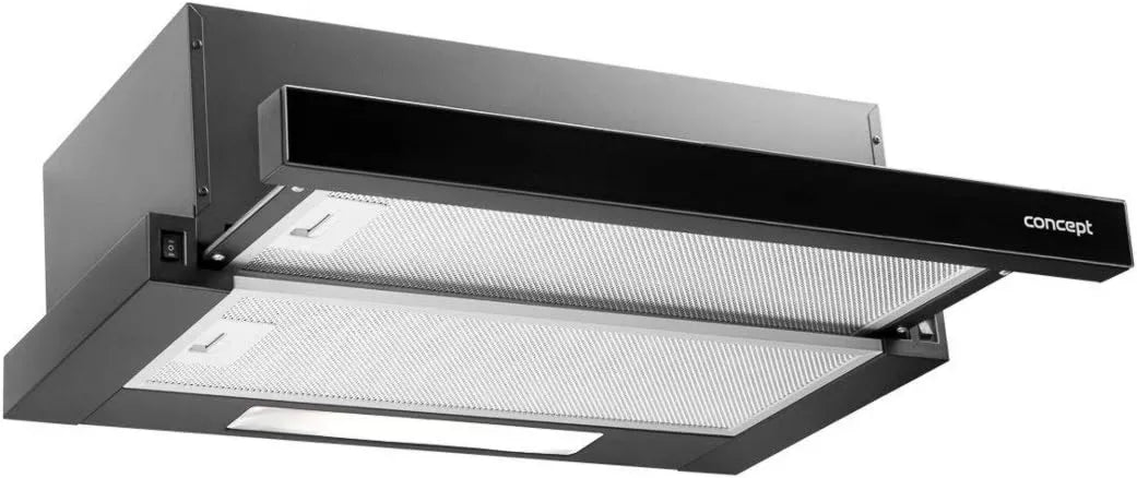 Concept Conceito OPV3560 exaustor, 60 cm, capa de cozinha, recesso, preto, Conceito OPV3560 Capota de sucção extensível 60 cm Preto 2 níveis de