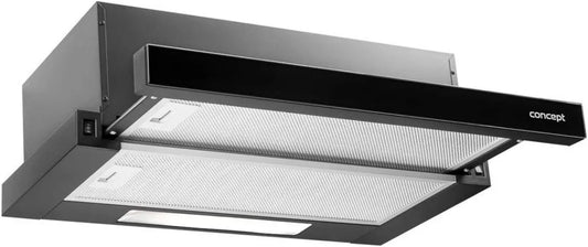 Concept Conceito OPV3560 exaustor, 60 cm, capa de cozinha, recesso, preto, Conceito OPV3560 Capota de sucção extensível 60 cm Preto 2 níveis de