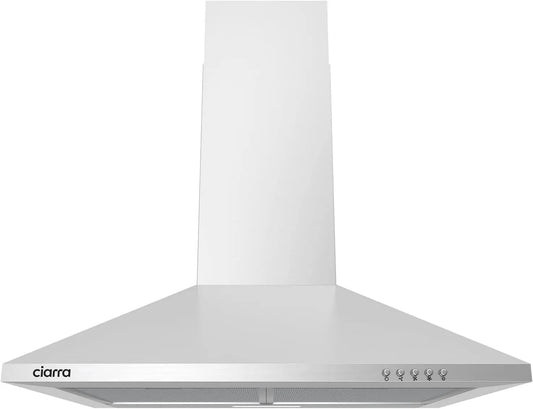 CIARRA CAS6201A CBCF002x2 exaustor, 60cm, 370m3/h, 62 dB, classe energética A, capa de cozinha, evacuação e reciclagem, 3 níveis, aço inoxidável