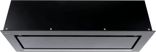 Gurari exaustor, 90 cm, 1000 m3/h, capa de cozinha, recessos, preto, tiras LED, 1000m3, comando à distância, Vidro preto, circulação de ar
