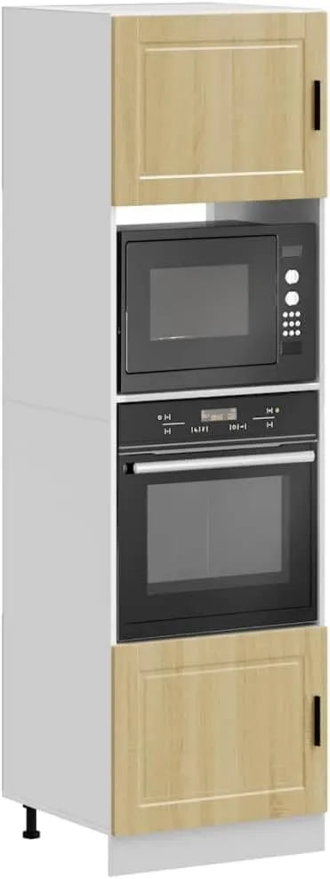 LoogCape Microondas, 60 x 57 x 207 cm, Porto Conjunto de 2 armários de cozinha em carvalho Sonoma