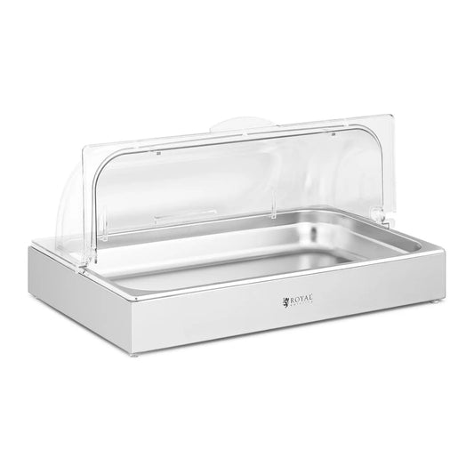 Royal Catering Janela de bufê de aço inoxidável para GN 1, 1 tampa de exibição com contador contador de balcão de comida para exibição de cobertura de sino de queijo