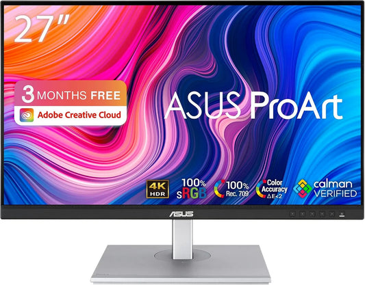 ASUS 4K UHD, ProArt 27 Inch 4K Professional USB-C Screen, 100% SRGB Calman Verificado, USB-C PA279CV