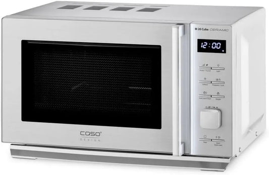 Microondas Caso, 20 L, 800 W, travando, microondas, Caso M 20 Cubo Microondas cerâmica Prata 20L 800W LED ecrã Segurança infantil