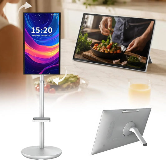 agreilduite Smart TV 6GB+128GB 2in1, 27 polegadas, TV, portátil, toque, 24, 2in1 Rodas Suporte e mesa