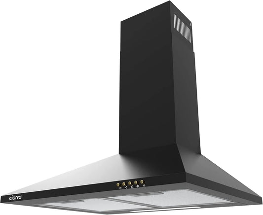 CIARRA exaustor de sucção, 60cm, 370m3/h, classe energética A, capa de cozinha, evacuação e reciclagem, instalação de parede, preto