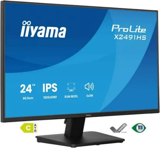 Monitor, 120 Hz, iiyama xB2491HS-B1, Full HD, laje IPS, colunas encastrados, Pé Ergonómico e Design com moldura fina em todos os quatro lados