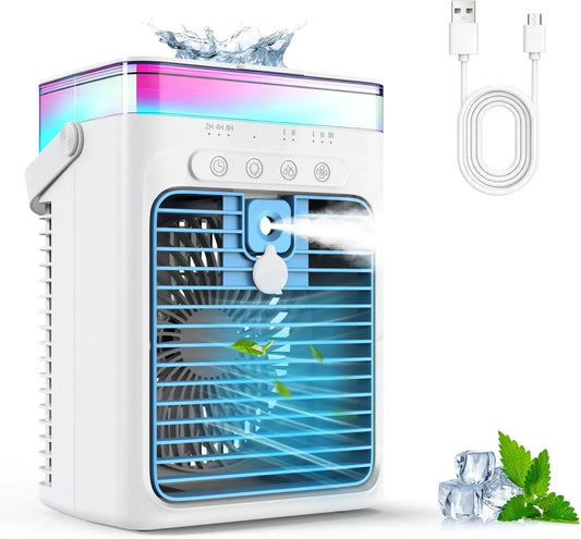 Tiptop Home Ar condicionado, Portátil, Temporizador, 3 velocidades, USB, frigorífico de evaporação 3-em-1 com 3 velocidades e 2 modos de nebulização