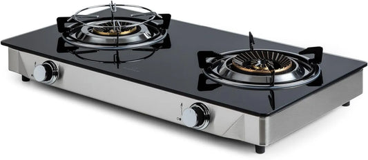KLARSTEIN placa de gás, 2 lareiras, portátil, aço inoxidável, placa de gás, aço inoxidável, uma cozinha de aço inoxidável, 7 kW
