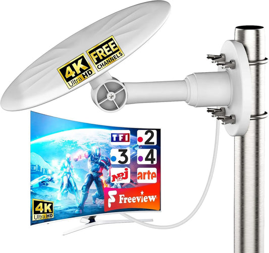 SZKALAK Smart TV, TV, 4K UHD, exterior, DVB-T2, Full HD, Anti-Temperal Digital TV Antena com cabo coaxial de 10 m