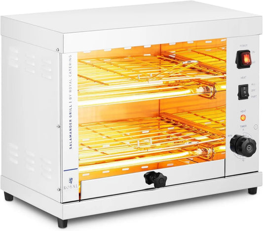 Forno elétrico, 200 W, Royal RC-SGI01, grelha, profissional, catering, aço inoxidável, 0-15 min, Royal Catering RC-SGI01 Cozinha Salamandra