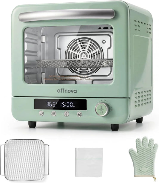 OFFNOVA Forno elétrico, 20 L, 1250 W, 110 V, virgens, copos, garrafas de água, impressão a granel, com luva de forno e filme retrátil