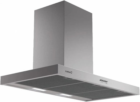 CATA M3R exaustor, 90 cm, 69 dB, capa de cozinha, iluminação LED, instalação de parede, 3 níveis, silencioso, aço inoxidável