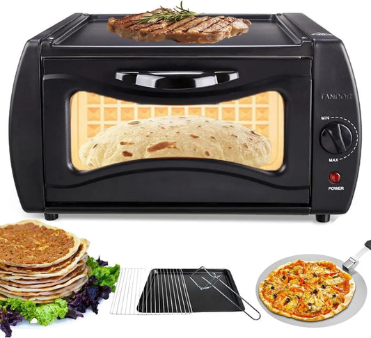 Generic Forno de pizza elétrico, ideal para cozinhar pizzas, roti e naan, forno de bancada elétrico com regulação de temperatura ajustável, chapati